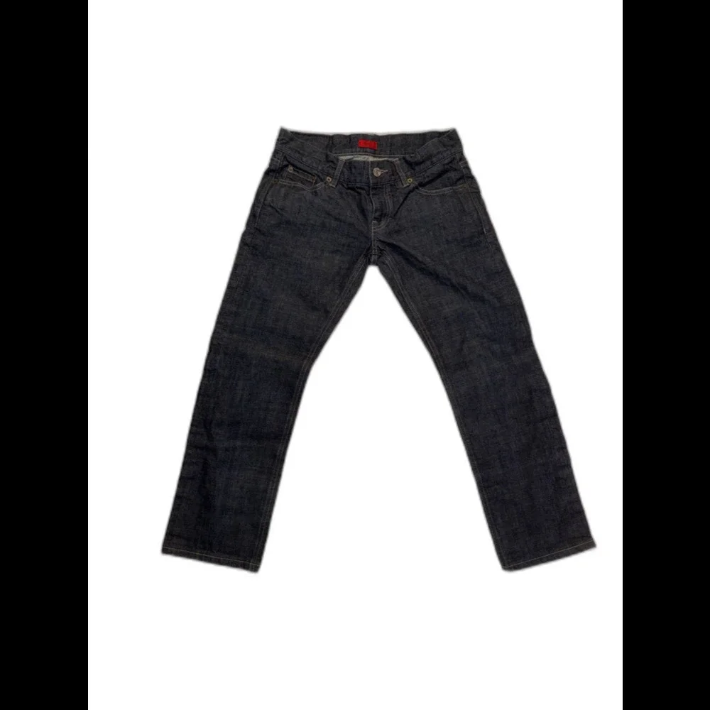 HUGO BOSS RED LABEL Men's Dark Wash Indigo Straight-Leg Jeans Slim Size 27/34